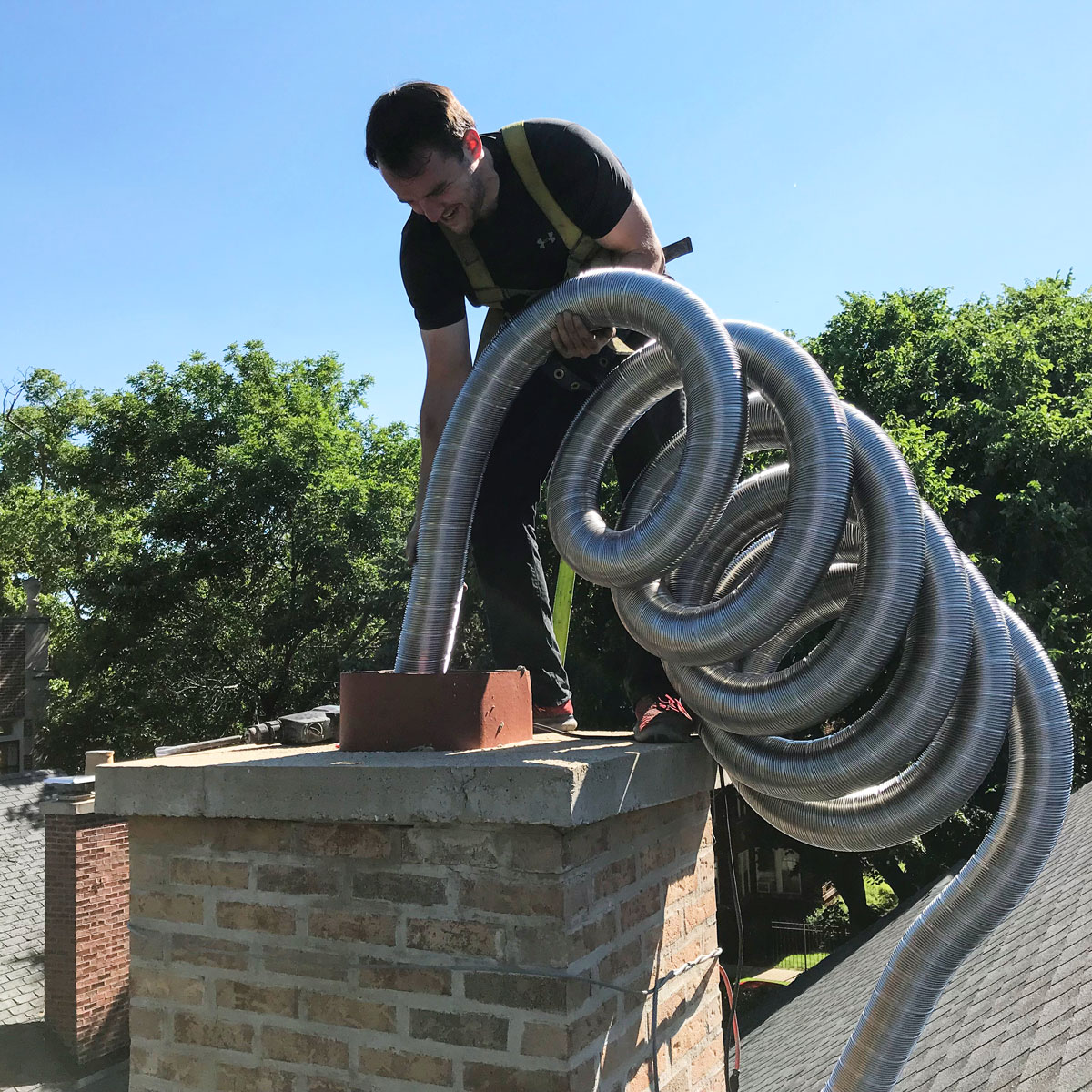 Installing new chimney liners in Evanston, IL
