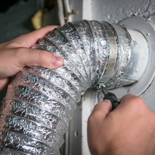 beginning of dryer vent cleaning